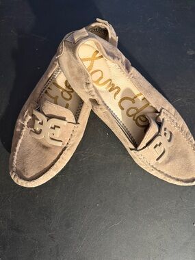 Sam Edelman Taupe Suede Driving Loafers with Logo Accent